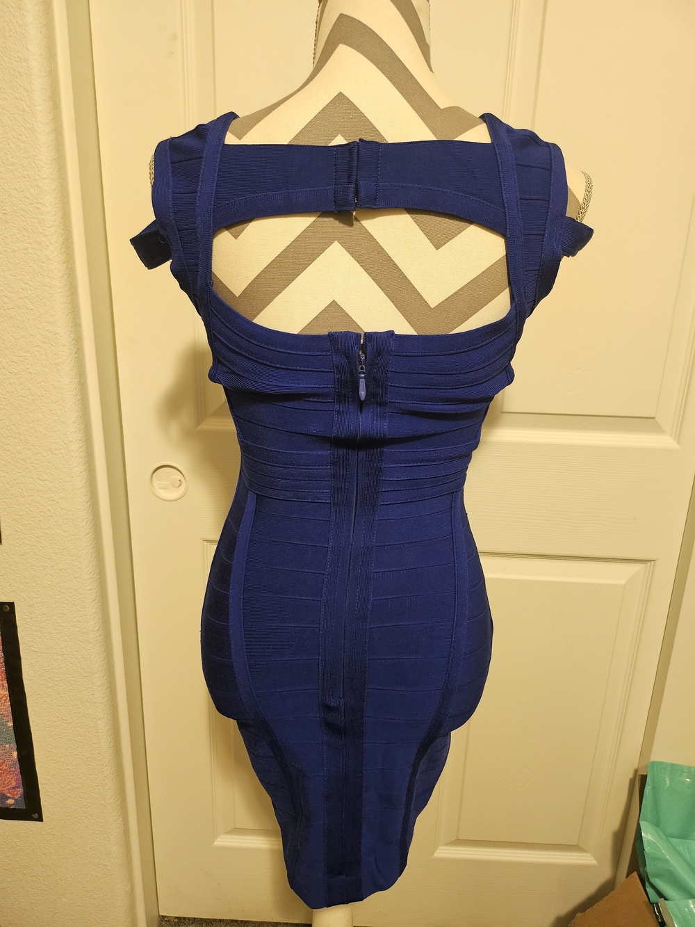 Herve Leger Cobalt Blue Bandage Midi Dress - Picture 2 of 5